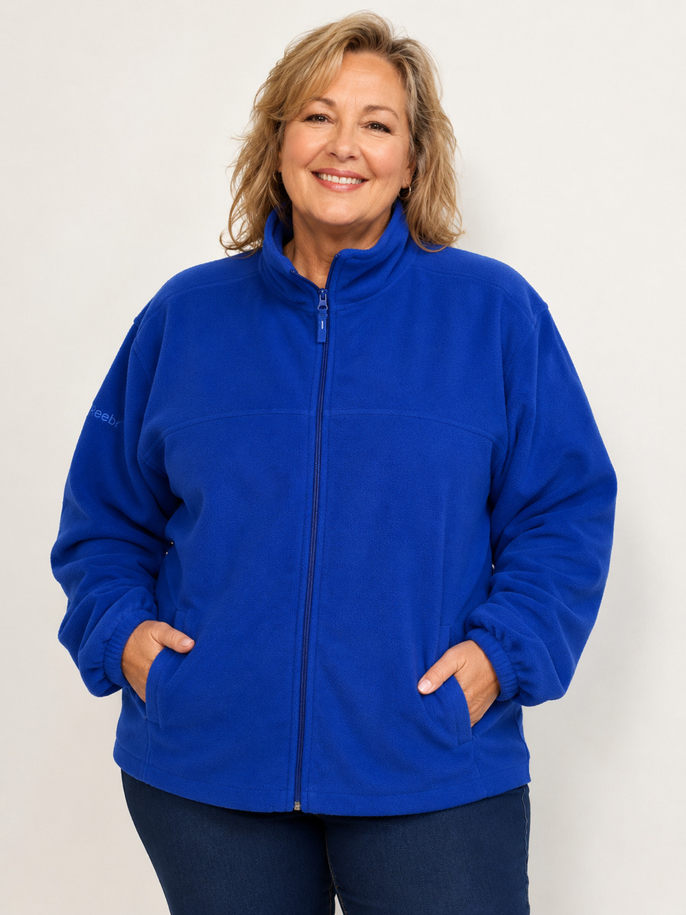 Y2K Reebok Fleece Jacket Womens Size 2XL Royal Blue Zip Outdoor Walking GYM